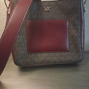 MICHAEL Michael Kors Burgundy and Brown Shoulder Bag
